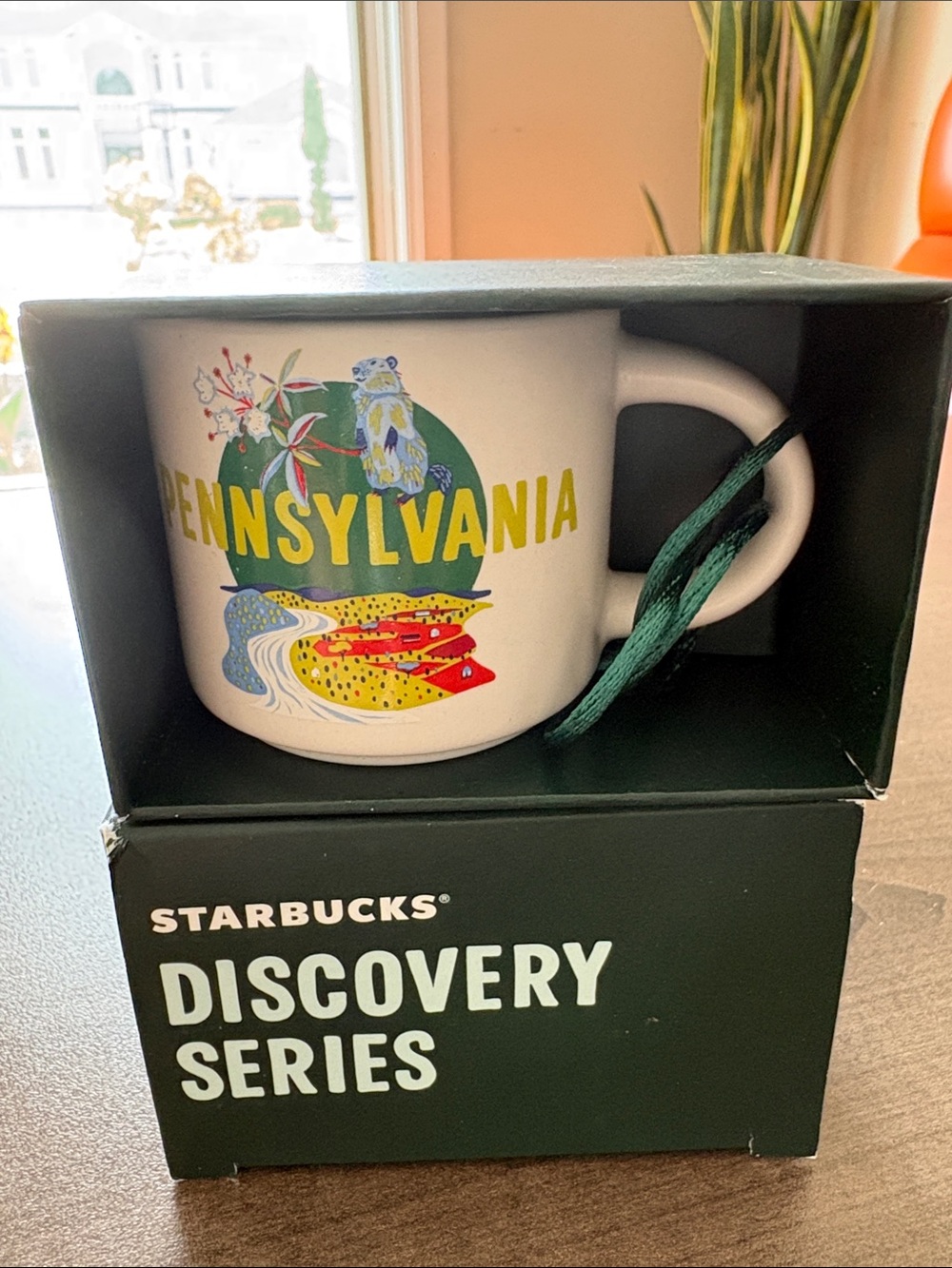 Starbucks Pennsylvania White Mug with Green and Yellow Artwork